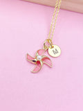 Pinwheel Charm Necklace , Gold or Silver Necklace Option, DN5171
