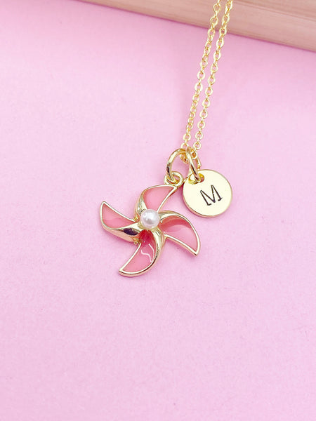Pinwheel Charm Necklace , Gold or Silver Necklace Option, DN5171