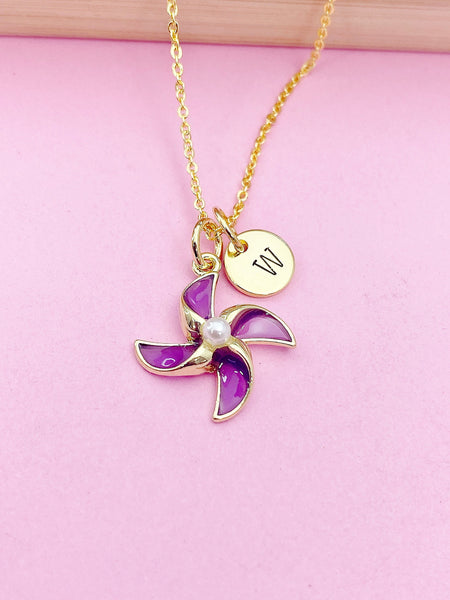 Gold or Silver Pinwheel Necklace, Beautiful Purple Pinwheel Necklace, Windmill Toy, Birthday Gift, N5171