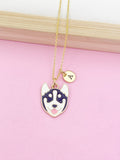 Husky Dog Charm Necklace in Gold, N5581