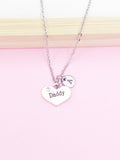 Silver Daddy Heart Charm Necklace Gift Idea Personalized Customized Jewelry, N119A