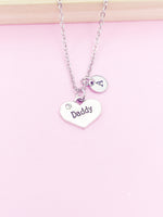 Silver Daddy Heart Charm Necklace Gift Idea Personalized Customized Jewelry, N119A