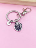 Pie Slice Keychain, Initial Charm, Foodie Jewelry