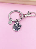 Pie Slice Keychain, Initial Charm, Foodie Jewelry
