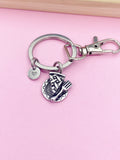 Pie Slice Keychain, Initial Charm, Foodie Jewelry