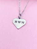 Silver Heart, I Love You Charm Necklace Anniversary Engagement Gifts Ideas Personalized Customized Jewelry, D412