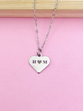Silver Heart, I Love You Charm Necklace Anniversary Engagement Gifts Ideas Personalized Customized Jewelry, D412