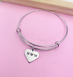 Silver Initial Heart Initial I Love You Charm Bracelet Anniversary Engagement Gift Idea Personalized Customized Jewelry, D413