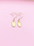 Gold Coffee Bean Dangle Earrings, Stainless Steel Hooks