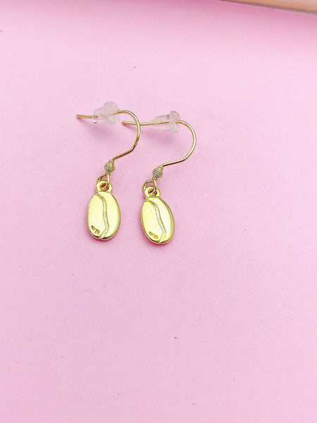 Gold Coffee Bean Earrings Birthday Wedding Bridesmaid Mother's Day Gifts Ideas Personalized Customized Made to Order, N50C