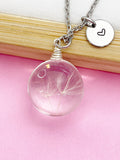 Silver Dandelion Charm Necklace, Wish Birthday Mother's Day Gifts Ideas Personalized Customized Made to Order, AN200