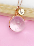 Rose Gold Dandelion Charm Wish Necklace Birthday Mother's Day Gifts Ideas Personalized Customized Made to Order, BN200