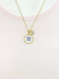 Gold Forget Me Not Charm Wish Necklace Valentine Birthday Gifts Ideas Personalized Customized Made to Order, N5557
