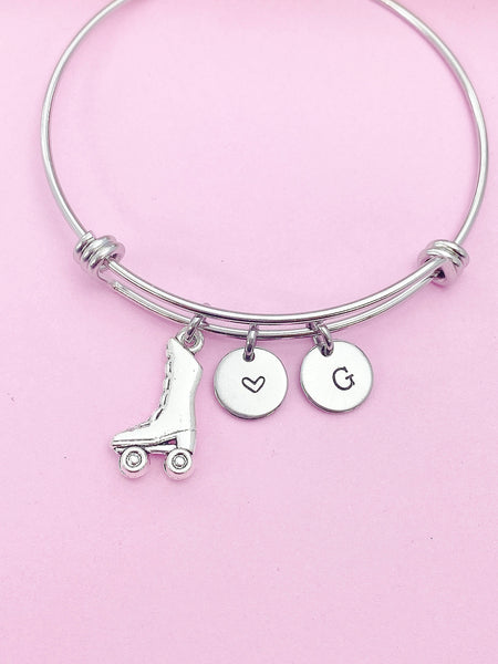 Silver Skate Charm Bracelet Teens Birthday Mother's Day Gifts Ideas Personalized Customized Made to Order, N4959A