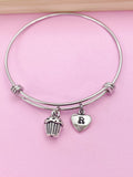 Silver Cupcake Charm Bracelet Baker Berkery Shop Gifts Ideas Personalized Customized Made to Order Jewelry, BN219