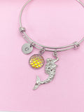 Mermaid Scale Charm Bracelet, Personalized Initial,