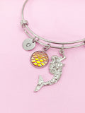 Silver Mermaid Scale Charm Bracelet, Fantasy Girls Sister Birthday Gifts Ideas Personalized Customized Made to Order, N2320