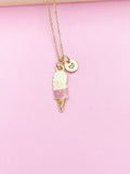 Gold Ice Cream Cone Charm Necklace Summer Foodie Sweet Girl Birthday Gifts Ideas Personalized Customized Made to Order, N4345