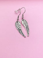 Silver Guardian Angel Wing Charm Earrings Guardian Angel Gift Ideas Personalized Customized Made to Order Jewelry, N1465