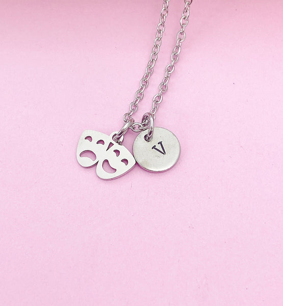 Silver Comedy Tragedy Drama Charm Necklace Theater Comedy Club Gifts Ideas Personalized Customized Made to Order, N124