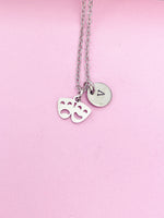 Silver Comedy Tragedy Drama Charm Necklace Theater Comedy Club Gifts Ideas Personalized Customized Made to Order, N124