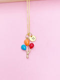 Gold Red Blue Balloon Charm Necklace Daughter Birthday Mother's Day Gifts Ideas Personalized Customized Made to Order, BN3185