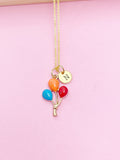 Gold Balloon Charm Necklace, Initial Pendant, Personalized Gift