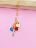 Gold Balloon Charm Necklace, Initial Pendant, Personalized Gift