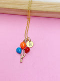 Gold Red Blue Balloon Charm Necklace Daughter Birthday Mother's Day Gifts Ideas Personalized Customized Made to Order, BN3185