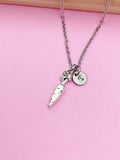 Silver Carrot Charm Necklace, Initial Pendant, Personalized Gift