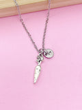 Silver Carrot Charm Necklace, Initial Pendant, Personalized Gift