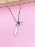 Silver Carrot Charm Necklace, Initial Pendant, Personalized Gift