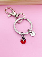 Gold or Silver TINY Red Ladybug Charm Keychain Everyday Gifts Ideas Personalized Customized Made to Order Jewelry, CN4555