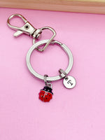 Gold or Silver TINY Red Ladybug Charm Keychain Everyday Gifts Ideas Personalized Customized Made to Order Jewelry, CN4555