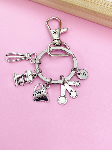 Silver Measuring Cup Mixer Hand Mixer Charm Keychain Baker Mother's Day Gifts Ideas Personalized Customized Made to OrderN2630