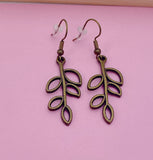 Bronze or Silver Leaf Charm Earrings Bridesmaid Gifts Ideas Personalized Customized Made to Order Jewelry, N5483