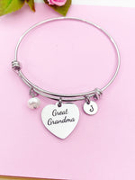 Best Gift Great Grandma Pearl Charm Bracelet Mother Day's Gifts Ideas Personalized Customized Made to Order, D440