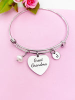 Best Gift Great Grandma Pearl Charm Bracelet Mother Day's Gifts Ideas Personalized Customized Made to Order, D440