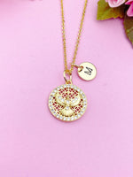 Gold Holy Spirit Dove Cross Necklace Daughter Granddaughter Birthday Gifts Ideas Personalized Customized Made to Order, N4227