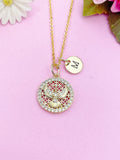 Gold Holy Spirit Dove CZ Cross Necklace, Personalized Initial Charm, N4227