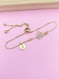 Gold Ballet Dancer Charm Bracelet, Personalized Initial Jewelry