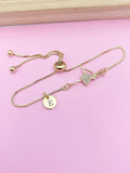 Gold Ballet Dancer Charm Bracelet, Personalized Initial Jewelry