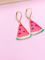 Gold Red Watermelon Charm Earrings Best Friends Gifts Ideas Personalized Customized Made to Order Jewelry, AN2099