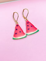 Gold Red Watermelon Charm Earrings Best Friends Gifts Ideas Personalized Customized Made to Order Jewelry, AN2099