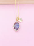 Gold Labradorite Necklace, Personalized Initial Charm, Dainty Jewelry, N3425