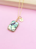 Gold Natural Abalone Shell Charm Necklace Birthday Gift Ideas Personalized Customized Made to Order Jewelry, N4625