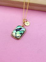 Gold Natural Abalone Shell Charm Necklace Birthday Gift Ideas Personalized Customized Made to Order Jewelry, N4625