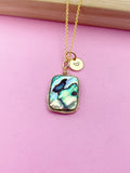 Gold Natural Abalone Shell Charm Necklace Birthday Gift Ideas Personalized Customized Made to Order Jewelry, N4625