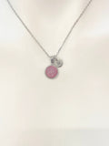 Silver Pink Druzy Agate Charm Necklace, N5259P