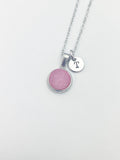 Silver Pink Druzy Agate Charm Necklace Girlfriend Gift Ideas from Boyfriend Personalized Customized Made to Order, CN5259